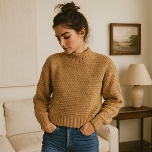 Le Rumi Saddle Brown Sweater Womens Medium Classic Preppy Heritage New With Tags